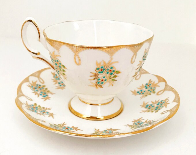 Vintage Salisbury Bone China Tea Cup and Saucer Blue Flowers Etsy