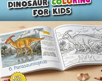 Dinosaur Coloring Pages Printable for Kids | Dinosaur Activity Book | Montessori Learning Printable | Homeschool Activity Ages 6-10