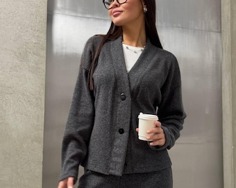 Women’s Warm Angora Knit Set | Cozy Two Piece Outfit | Soft Winter Lounge Suit | Minimal Everyday Comfort Wear