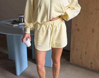 Women’s Lounge Set | Matching Shorts Set | Oversized Sweatshirt Set | Casual Two Piece Outfit | Comfy Travel Outfit | Gift for Her