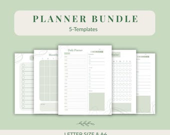 Paquete de planificación y productividad / Plantillas diarias, semanales y mensuales / A4 + Carta (EE. UU.) / Descarga digital