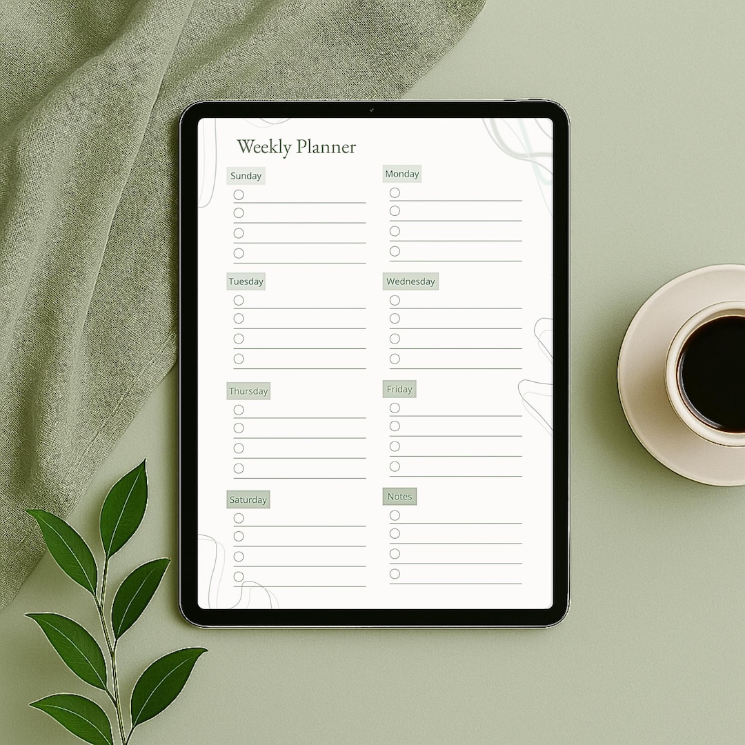 Weekly Planner Printable | Minimalist Sage Template | A4 & US Letter ...