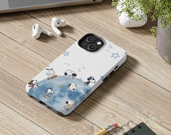 Snoopy Phone Case, Unique Snoopy Gifts for Women, Celestial Moon Stars Phone Cover, Aesthetic Snoopy Merchandise, Tough iPhone Samsung Case