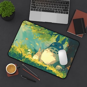 Studio Ghibli Desk Mat | Totoro Mouse Pad, Kawaii Green Desk Decor, XL Anime Desk Mat, Extended Mousepad, Cozyscape Aesthetic Gaming Surface 12" × 18"