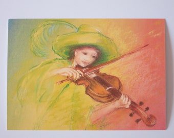Original illustration art postcard printing on paper wall art Play for success Illustrated STORK poster poster print Violin Music
