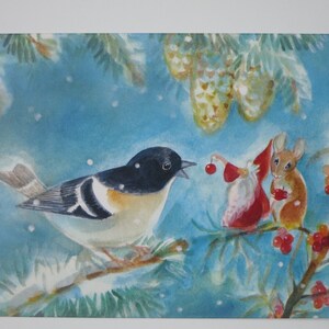 Fichtenzwerg  - Postkarte - Jahreszeitentisch - Waldorf - Zwerg - Vogel - Winter- Art. Nr. WIPK214