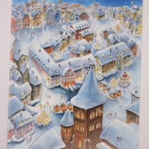 Weihnachten in der Stadt - Postkarte für den  Jahreszeitentisch - Winter - Weihnachten - Waldorf- Art. Nr. WIPK84