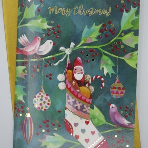 Calza di Natale - Biglietto natalizio con busta - biglietto doppio - Art. WK15