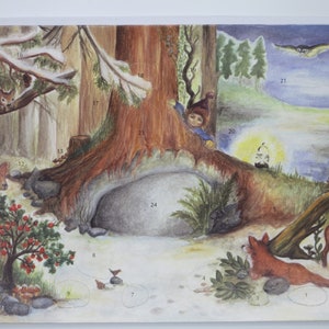 Große Adventskalender Karte - Im Wald bei den Tieren- Große Karte mit Umschlag - Doppelkarte - Advent - Weihnachten - Art.Nr. AK7