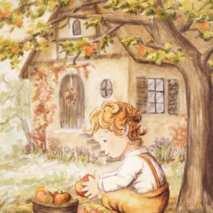 Apfelernte - Jahreszeitentisch - Postkarte - Waldorf- Art. Nr.HEPK8