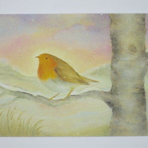 Robin - Table saisonnière - Waldorf - Carte postale - Hiver - Neige - Oiseaux en hiver - Article n° FRPK222