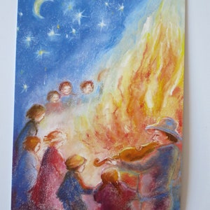 St. John's Fire - Table saisonnière - Waldorf - Carte postale - Été - Feu de camp - Art.