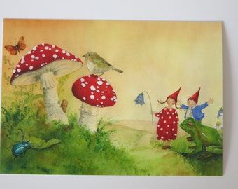 Pippa and Pelle with mushrooms - Postcard - Seasonal table - Waldorf