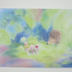 Elfe et Hérisson - Carte postale - Table saisonnière - Waldorf - Art.