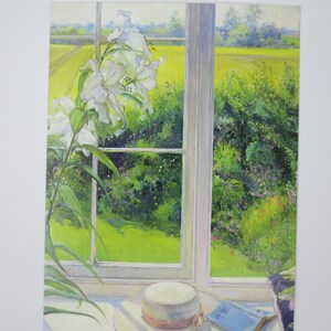 Sedile vicino alla finestra con giglio - cartolina - tavolo stagionale - Waldorf - fiori - estate - Art. SOPK277