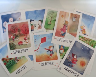 Monthly card set Stefanie Messing - Seasonal table - 12 postcards - Waldorf