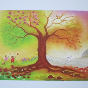 Albero delle quattro stagioni - cartolina per la tavola stagionale - articolo Waldorf FRPK75