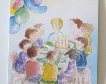 Kinderverjaardagsfeestje - Seizoenstafel - Waldorf - Ansichtkaart - Verjaardag - Meisje - Jongen - Feest - Kunst. SOPK58