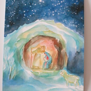 Die heilige Familie - Postkarte - Jahreszeitentisch - Waldorf - Weihnachten - Schnee - Krippe- Art. Nr. WIPK231
