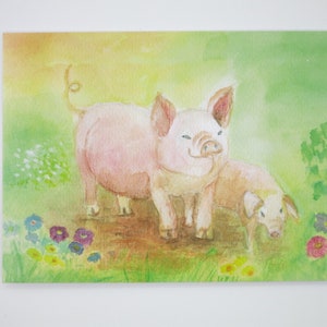 I divertenti maialini - cartolina - tavola stagionale - Waldorf - fattoria - Art. SOPK330