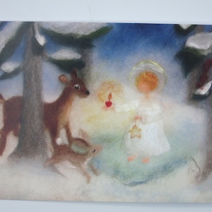 Cristo Bambino nella Foresta - Tavola Stagionale - Cartolina - Waldorf - Natale - Neve - Cervo - Cristo Bambino