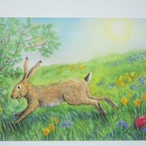 Manhã de Páscoa - Postal - Mesa Sazonal - Waldorf - Páscoa - Coelhinho da Páscoa - Primavera - Item nº FRPK12