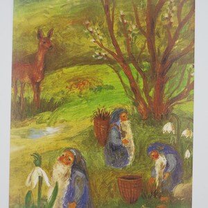 Gnome au printemps - Carte postale pour la table de saison - Gnome - Nain - Waldorf - Numéro d'article FRPK210