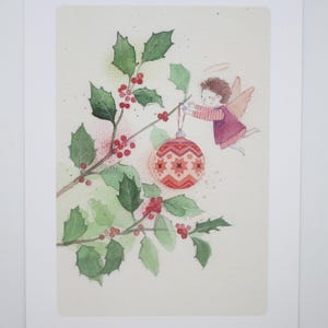 December - ansichtkaart voor de seizoenstafel - winter - Ilexzweig - maandkaarten - Waldorf - art.nr