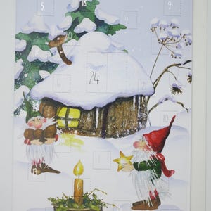 Karta kalendarza adwentowego Wichtelhütte - Kartka świąteczna z kopertą - podwójna karta - Adwent - Boże Narodzenie - Art.No. AK1