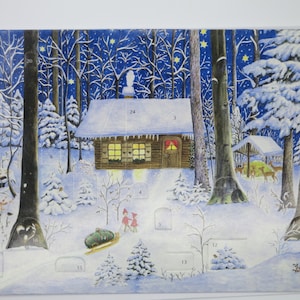 Große Adventskalender Karte - Auf der Suche nach Weihnachten - Große Karte mit Umschlag - Advent - Doppelkarte - Art.Nr. AK15