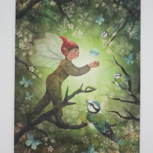 Elfo della Foresta di Primavera - Cartolina per la tavola stagionale - Primavera - Waldorf - Articolo n. FRPK286