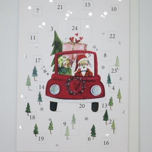 Adventskalender Karte Weihnachtsauto- Weihnachskarte mit Umschlag - Doppelkarte - Art.Nr. AK17