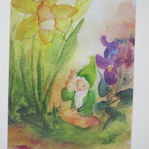 Frühling - Postkarte für den Jahreszeitentisch - Zwerg - Narzisse - Waldorf- Art.Nr FRPK24