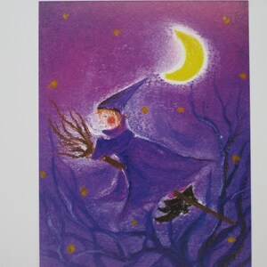 Petite sorcière - carte postale pour la table de saison - Waldorf - Halloween - automne - article n°HEPK114