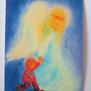 Schutzengel mit Kind - Postkarte - Jahreszeitentisch - Waldorf - Kinder - Engel- Art. Nr.HEPK142