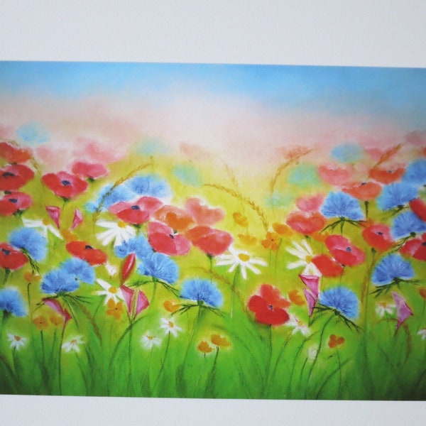 Flower meadow - postcard - seasonal table - Waldorf