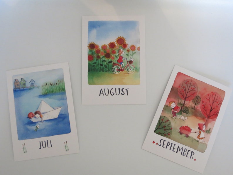 Monatskarten Set Stefanie Messing Jahreszeitentisch 12 Postkarten Waldorf Bild 4
