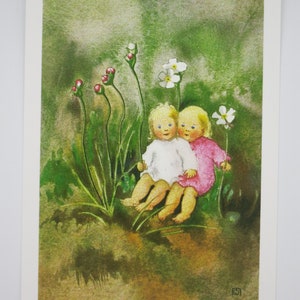 Schwesterlein - Postkarte - Jahreszeitentisch - Waldorf - Geschwister - Schwester - Gänseblümchen- Art.Nr FRPK237