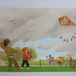 Outono - Mesa Sazonal - Cartão Postal - Waldorf - Fly Kites - Jardim de Infância - Item No.HEPK172