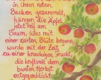 September - Maandkaart voor de seizoenstafel - Waldorf - Kunst. HEPK364