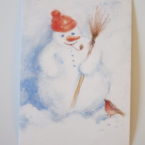 Schneemann - Postkarte für den Jahreszeitentisch -  Winter - Schnee - Waldorf- Art. Nr. WIPK268