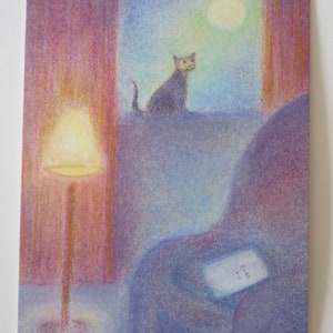Gato e Lua - Cartão Postal para a Mesa Sazonal - Outono - Waldorf - Item nº HEPK182