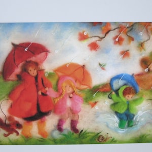 Giorno di pioggia - Tavola stagionale - Cartolina - Waldorf - Autunno - Articolo n.HEPK124