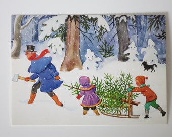 Petters und Lottas Weihnachten - Jahreszeitentisch - Postkarte - Waldorf