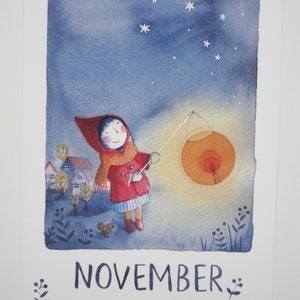 November - Jahreszeitentisch - Postkarte - Waldorf - Laternenfest - Winter - Monatskarte- Art. Nr.HEPK238