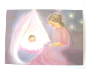 Moeder - Ansichtkaart - Seizoenstafel - Waldorf - Moederdag - Mama - Moeder en kind - Kunst. SOPK13