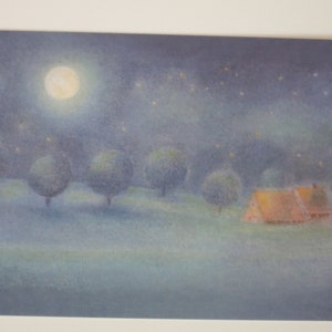 Nuit - Table saisonnière - Waldorf - Carte postale - Hiver - Lune - Neige - Article No.HEPK48