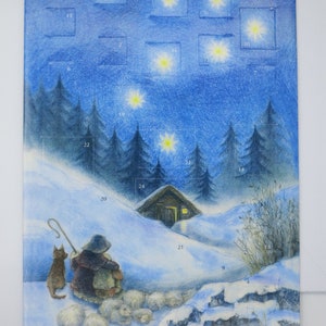 Grote adventskalenderkaart - Kerstmis met de herder - Grote kaart met envelop - Dubbele kaart - Artikelnr. AK22
