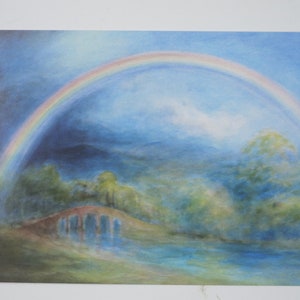 Arcobaleno sul ponte - cartolina - tavolo stagionale - decorazione Waldorf estate-arcobaleno-estate - Art