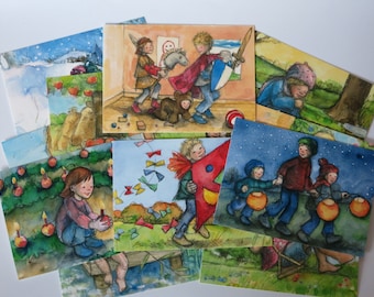 Monthly Card Set Sanne Dufft - Seasonal Table - 12 Postcards - Waldorf - Art. PKS9